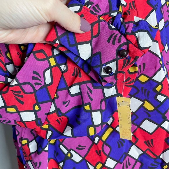 80's Rhonda Lee | deadstock | BOLD geometric blouse - Picture 7 of 7